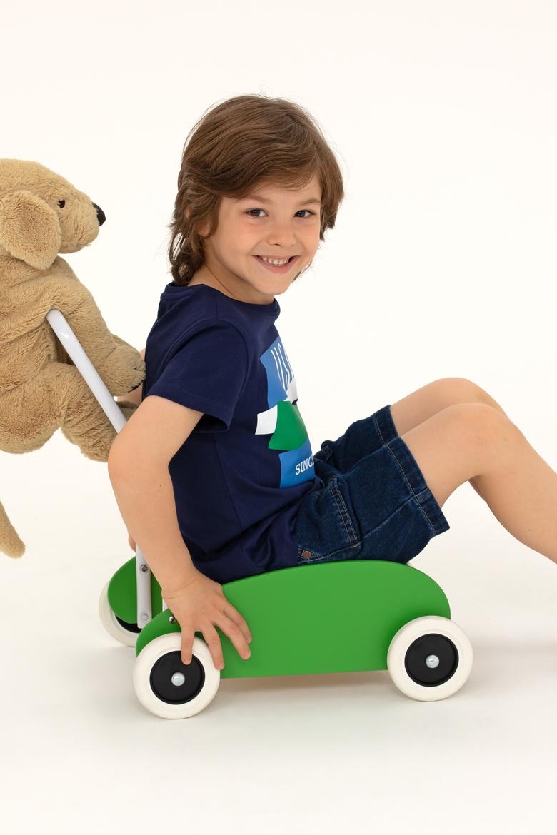 Çocuk Lacivert Bisiklet Yaka Tişört - 50266021007