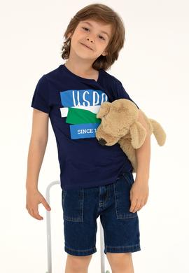 Çocuk Lacivert Bisiklet Yaka Tişört - 50266021007