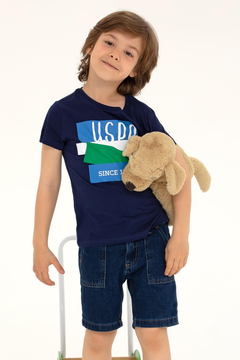 Çocuk Lacivert Bisiklet Yaka Tişört