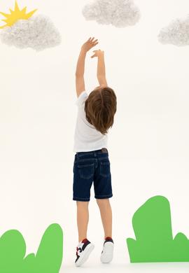 Çocuk Beyaz Bisiklet Yaka Tişört - 50266021049