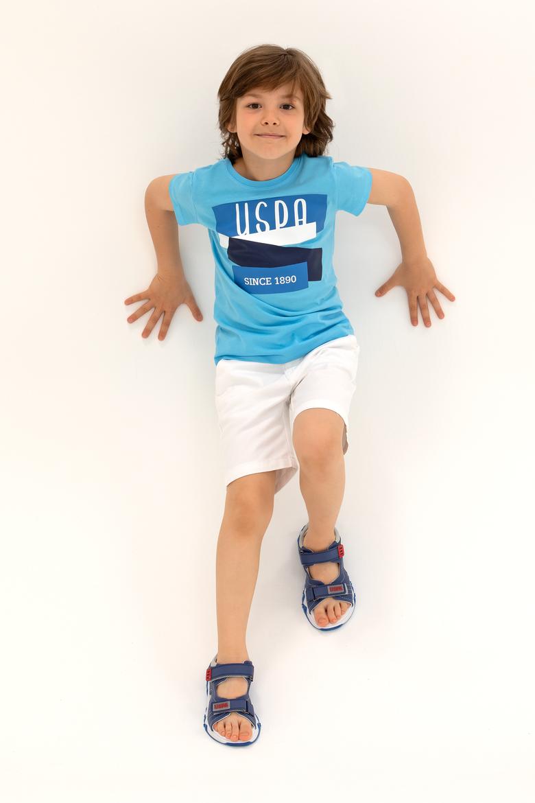 Çocuk Turkuaz Bisiklet Yaka Tişört - 50266021024