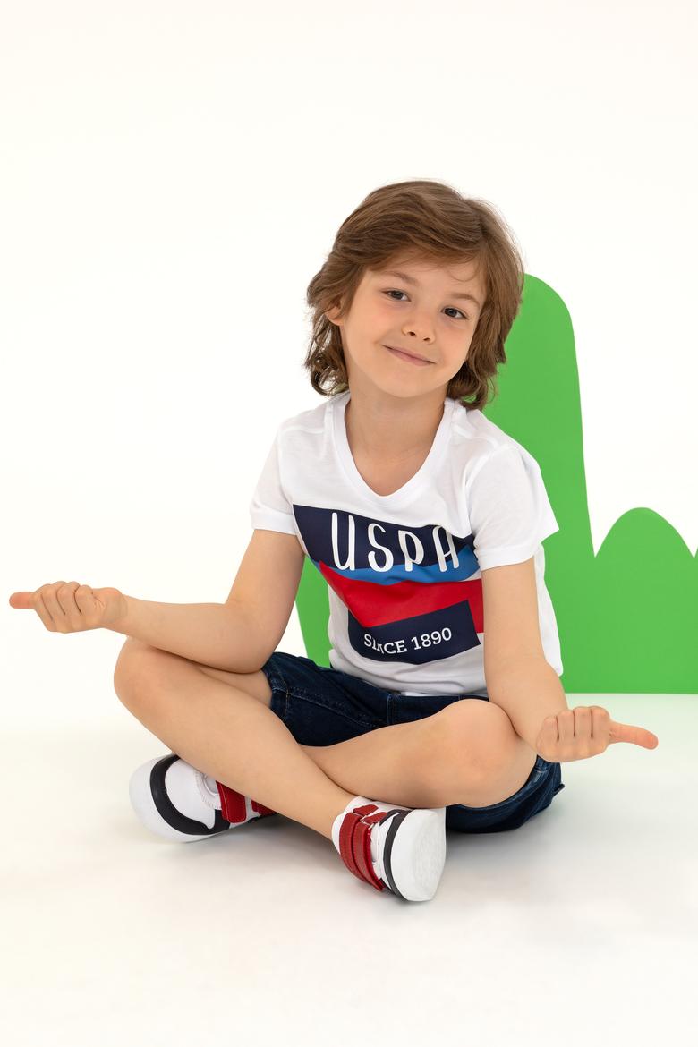 Çocuk Beyaz Bisiklet Yaka Tişört - 50266021049