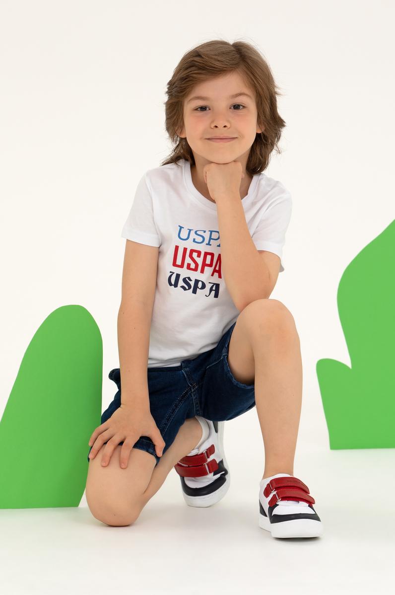 Çocuk Beyaz Bisiklet Yaka Tişört