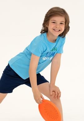 Çocuk Turkuaz Bisiklet Yaka Tişört - 50266022027