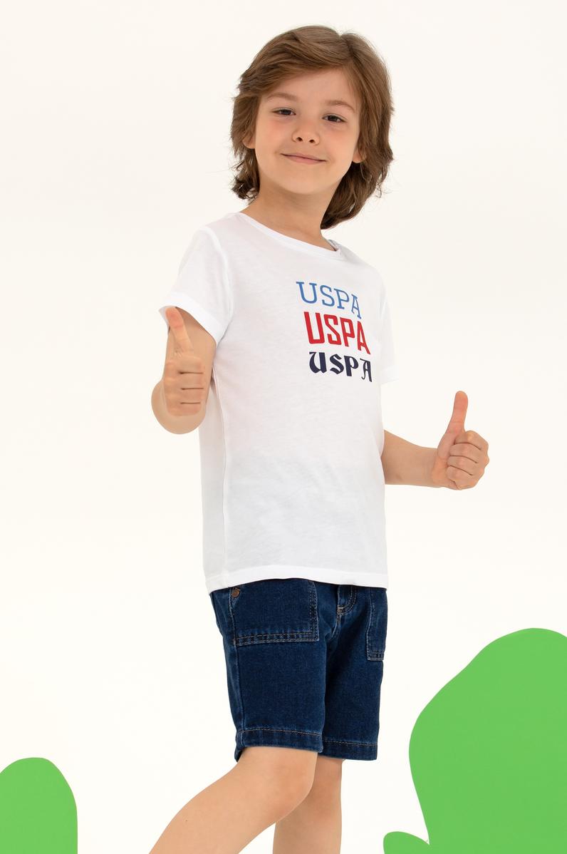 Çocuk Beyaz Bisiklet Yaka Tişört