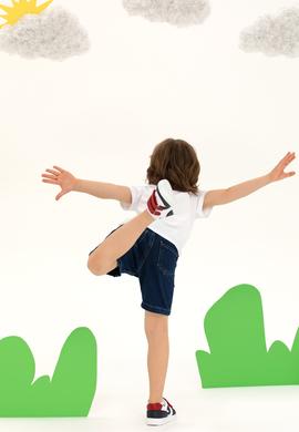 Çocuk Beyaz Bisiklet Yaka Tişört - 50266022004