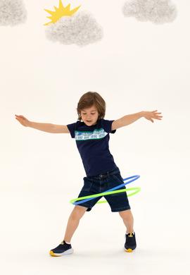 Çocuk Lacivert Bisiklet Yaka Tişört - 50266011011