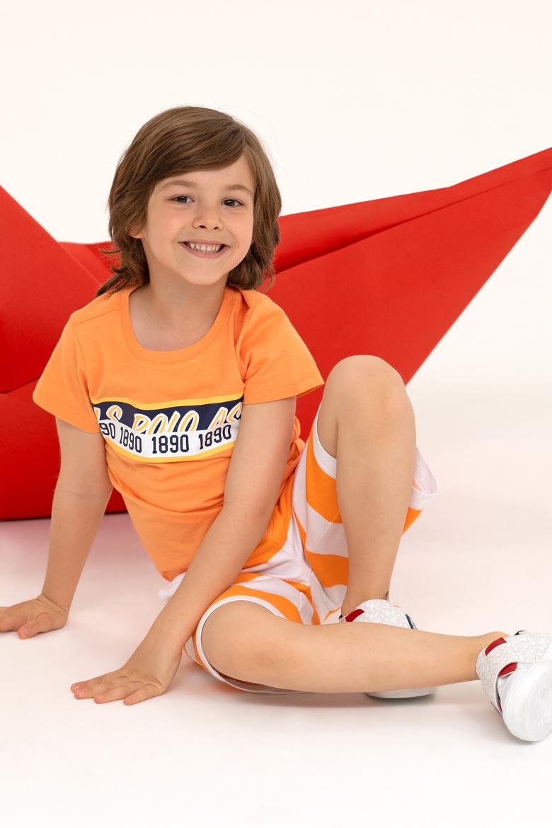 Çocuk Turuncu Bisiklet Yaka Tişört - 50266011023