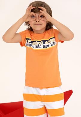 Çocuk Turuncu Bisiklet Yaka Tişört - 50266011023