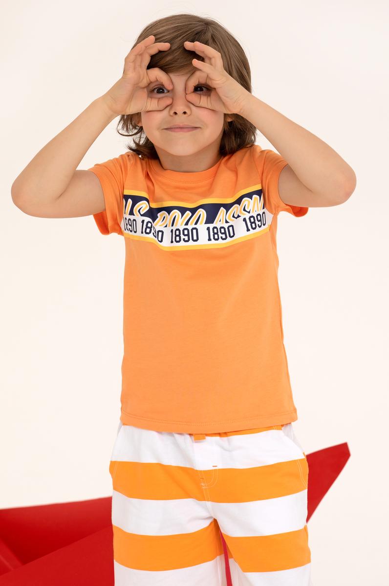 Çocuk Turuncu Bisiklet Yaka Tişört