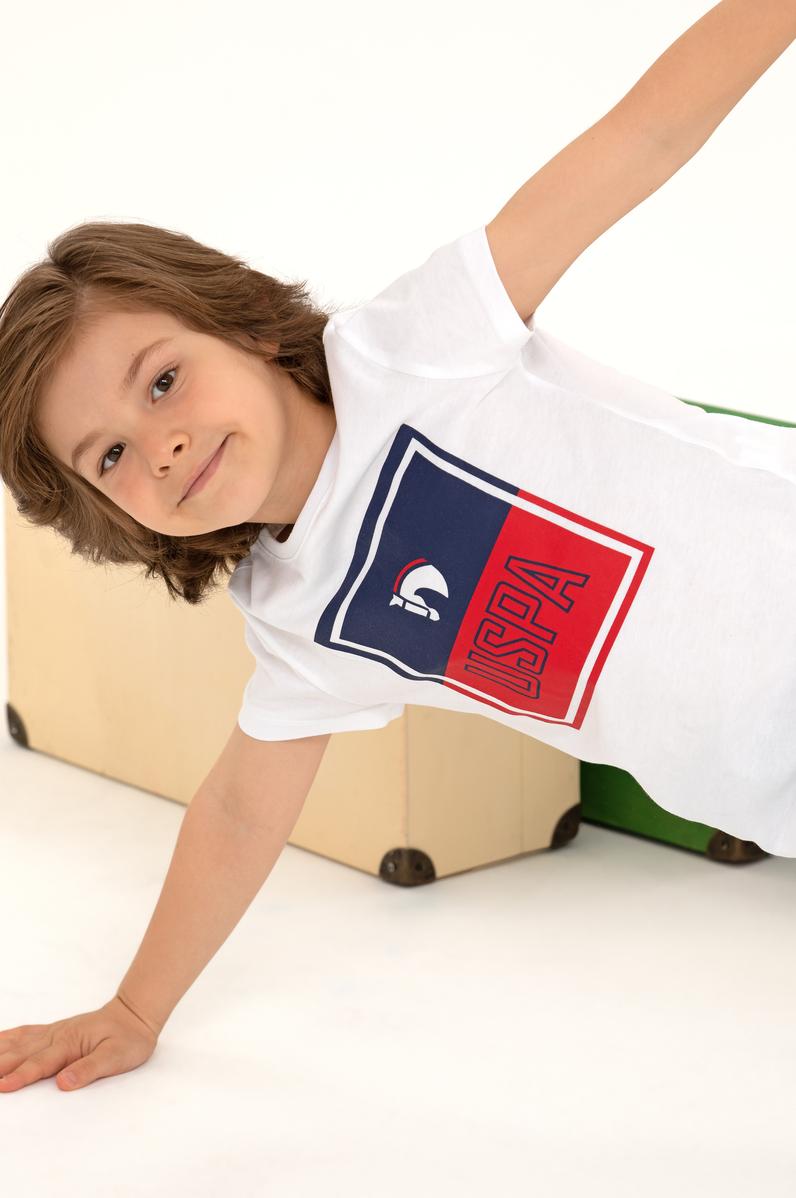 Çocuk Beyaz Bisiklet Yaka Tişört