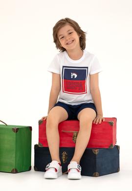 Çocuk Beyaz Bisiklet Yaka Tişört - 50266019034