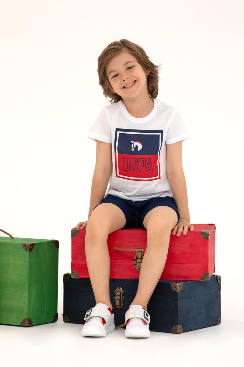 Çocuk Beyaz Bisiklet Yaka Tişört - 50266019034