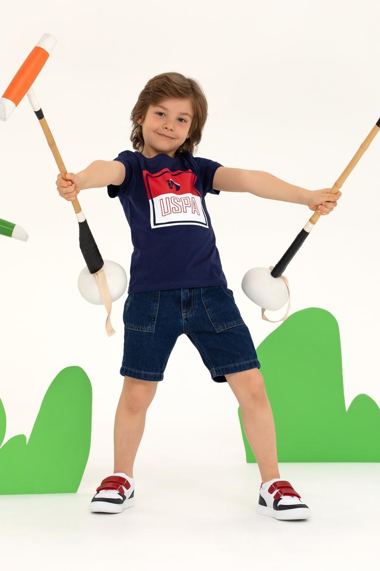 Çocuk Lacivert Bisiklet Yaka Tişört - 50266019033