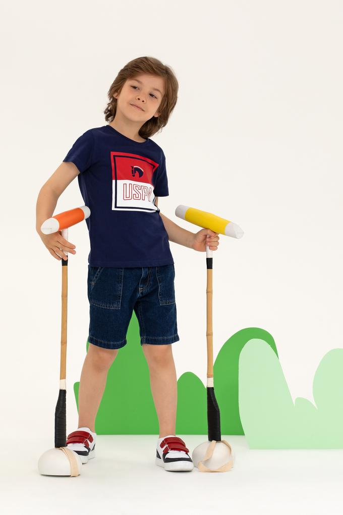 Çocuk Lacivert Bisiklet Yaka Tişört