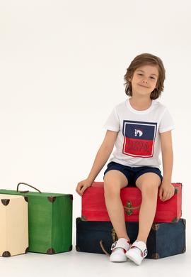 Çocuk Beyaz Bisiklet Yaka Tişört - 50266019034