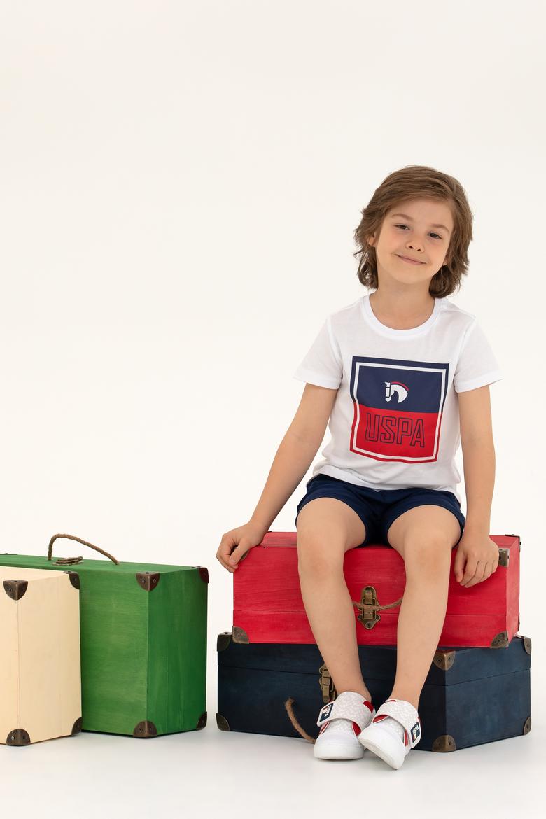 Çocuk Beyaz Bisiklet Yaka Tişört - 50266019034