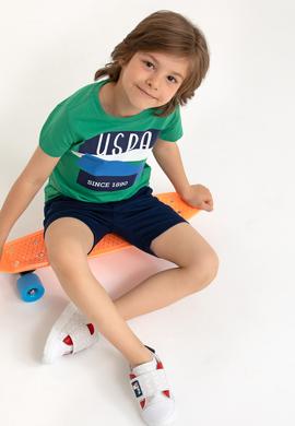 Çocuk Yeşil Bisiklet Yaka Tişört - 50266021036