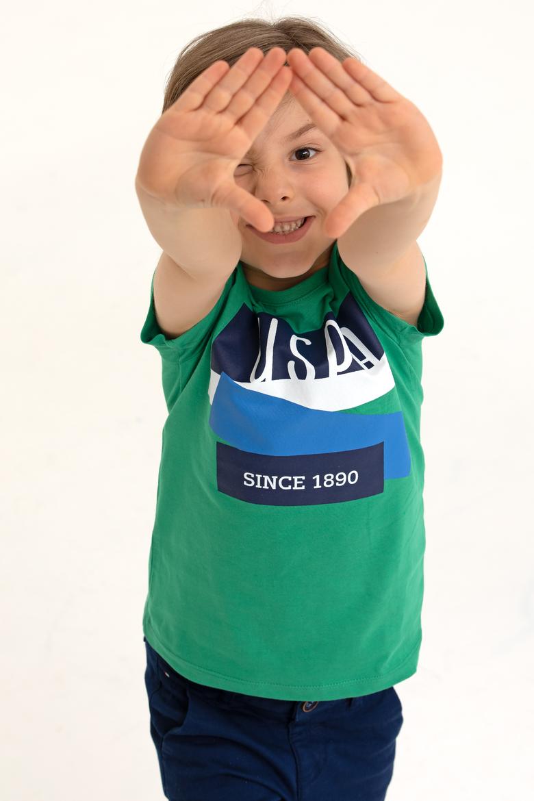 Çocuk Yeşil Bisiklet Yaka Tişört - 50266021036