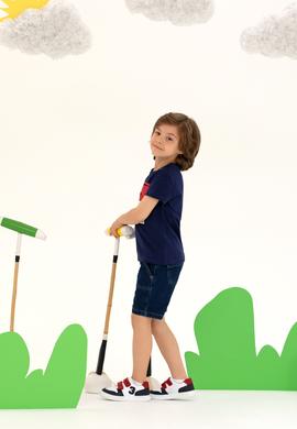 Çocuk Lacivert Bisiklet Yaka Tişört - 50266019033