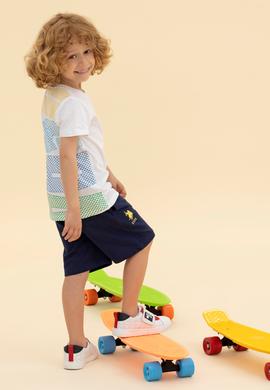 Çocuk Beyaz Bisiklet Yaka Tişört - 50263319006