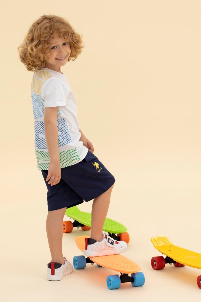 Çocuk Beyaz Bisiklet Yaka Tişört