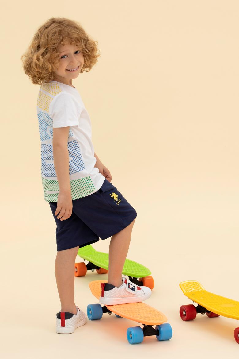 Çocuk Beyaz Bisiklet Yaka Tişört - 50263319006