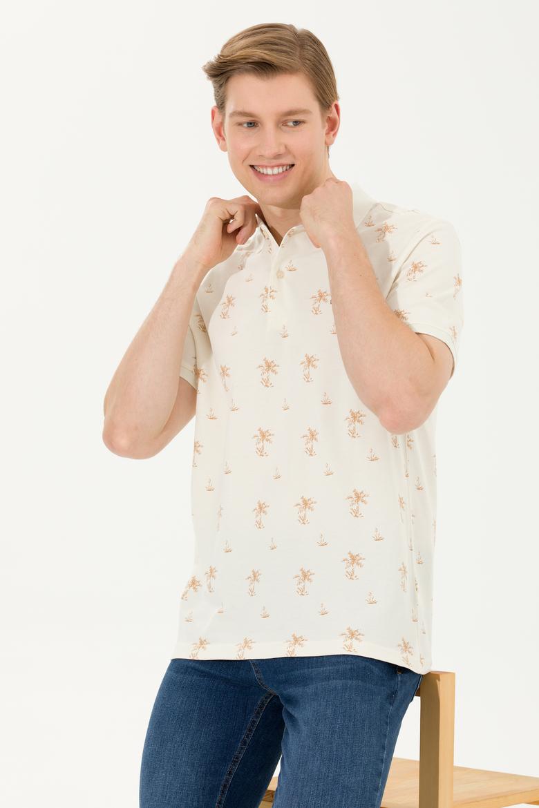 Erkek Krem Polo Yaka Tişört - 50265054017