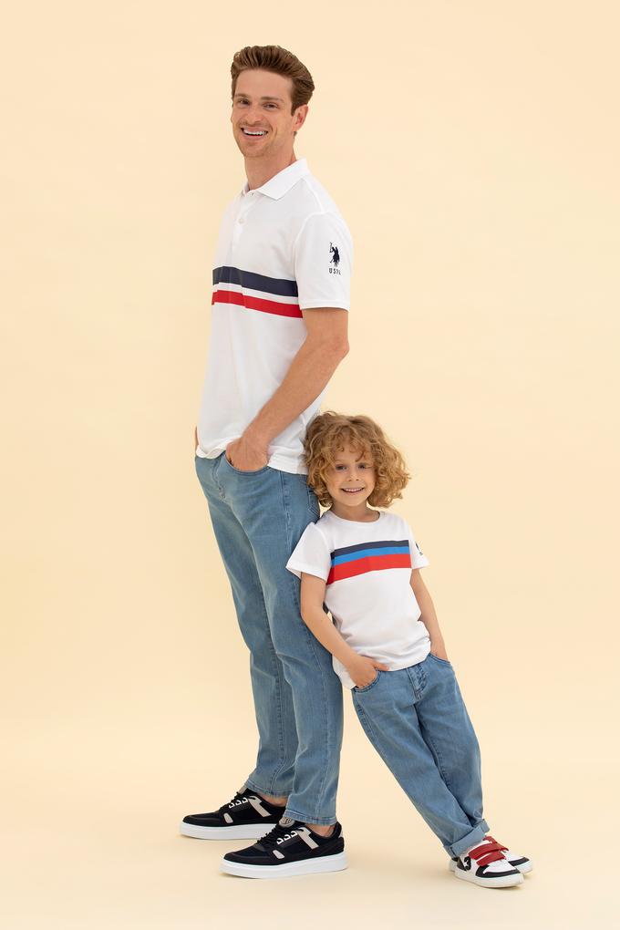 Çocuk Beyaz Bisiklet Yaka Tişört