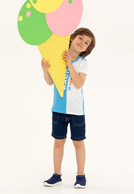 Çocuk Turkuaz Bisiklet Yaka Tişört - 50265959015