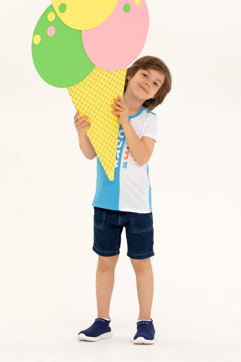 Çocuk Turkuaz Bisiklet Yaka Tişört - 50265959015