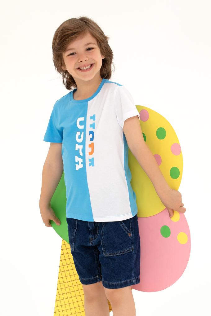 Çocuk Turkuaz Bisiklet Yaka Tişört