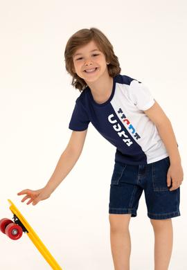 Çocuk Lacivert Bisiklet Yaka Tişört - 50265959023