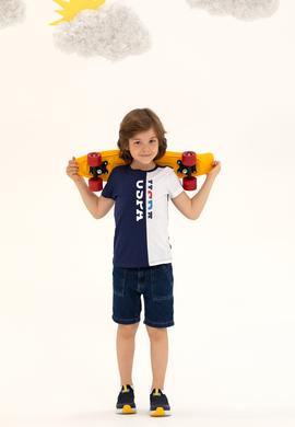 Çocuk Lacivert Bisiklet Yaka Tişört - 50265959023