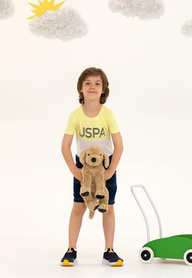 Çocuk Açık Sarı Bisiklet Yaka Tişört - 50265974008