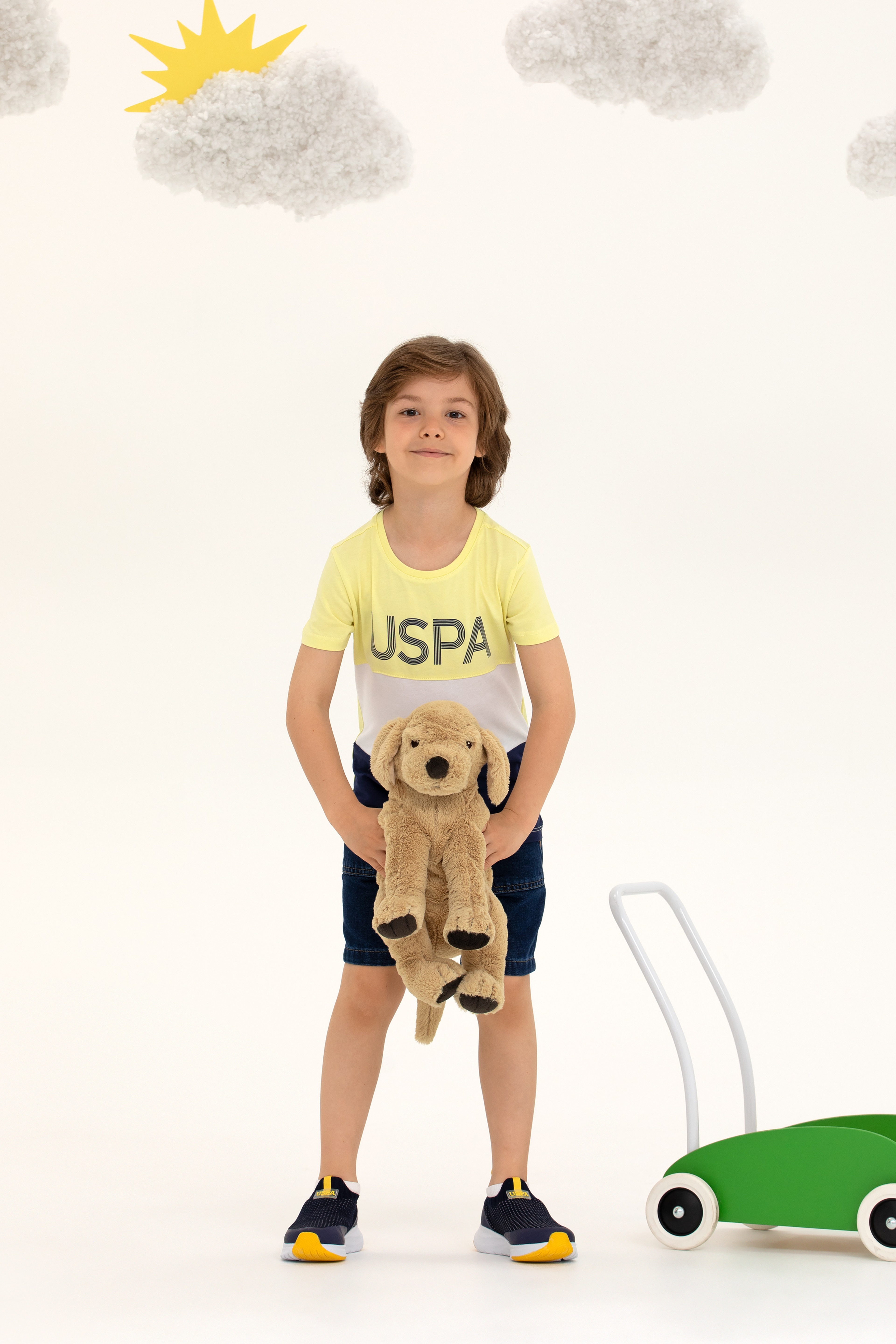 Çocuk Açık Sarı Bisiklet Yaka Tişört - Image 3
