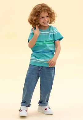 Çocuk Mint Yeşili Bisiklet Yaka Tişört - 50265976025