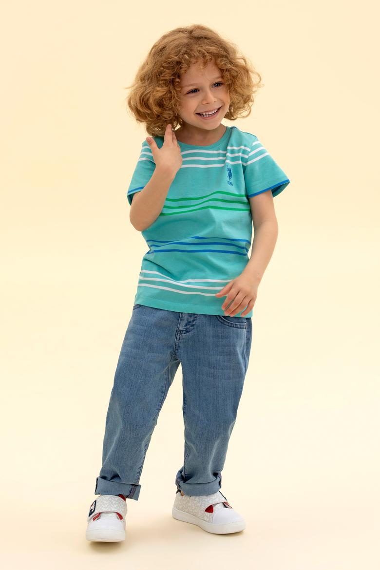 Çocuk Mint Yeşili Bisiklet Yaka Tişört - 50265976025