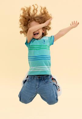 Çocuk Mint Yeşili Bisiklet Yaka Tişört - 50265976025