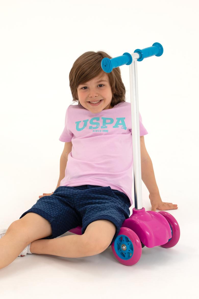 Çocuk Manolya Bisiklet Yaka Tişört