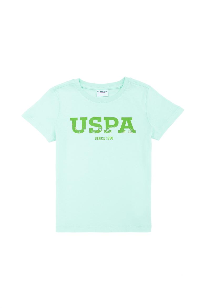 Çocuk Su Yeşili Bisiklet Yaka Tişört - 50265978031