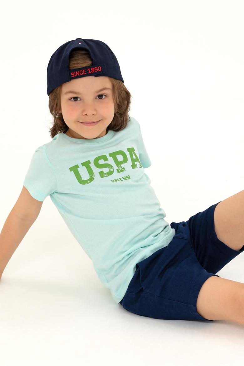 Çocuk Su Yeşili Bisiklet Yaka Tişört - 50265978031