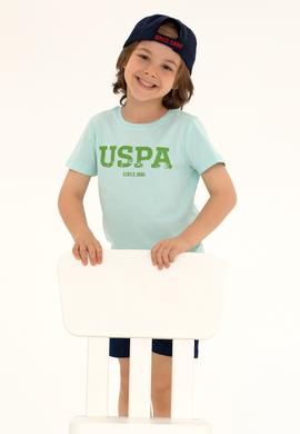 Çocuk Su Yeşili Bisiklet Yaka Tişört - 50265978031