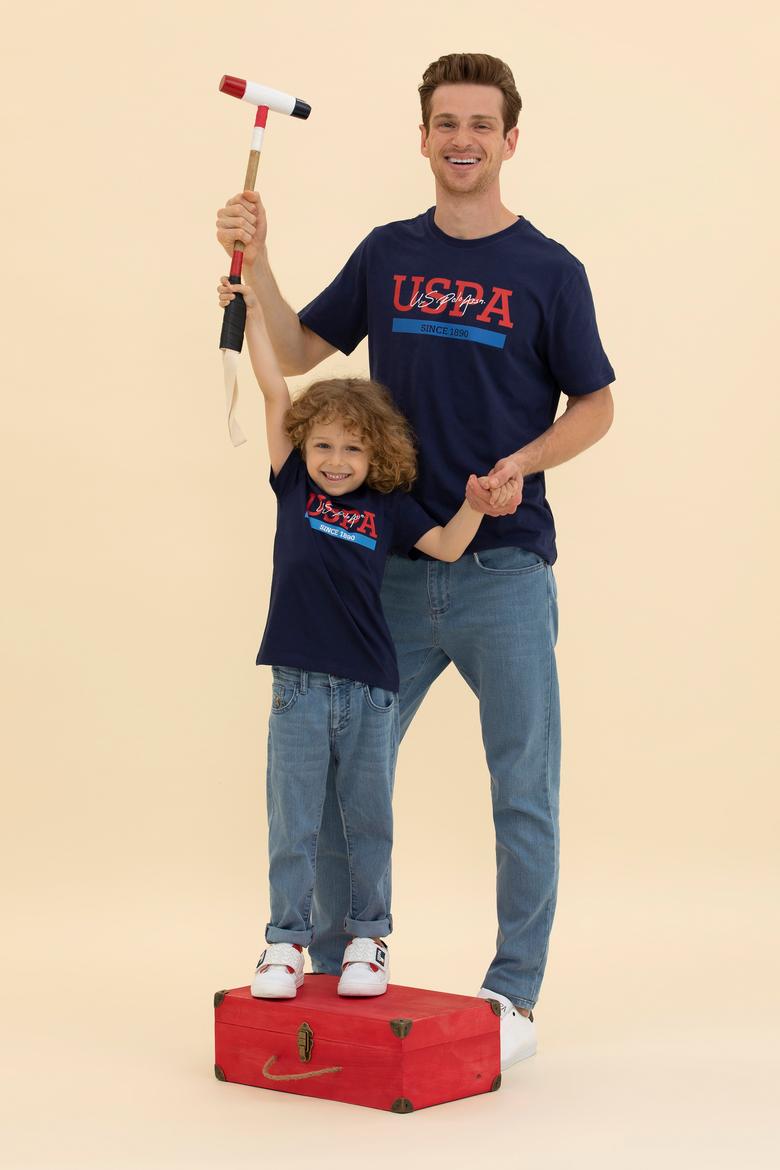 Çocuk Lacivert Bisiklet Yaka Tişört