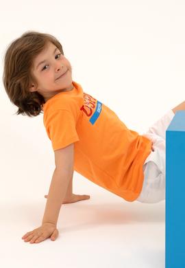 Çocuk Turuncu Bisiklet Yaka Tişört - 50265992044