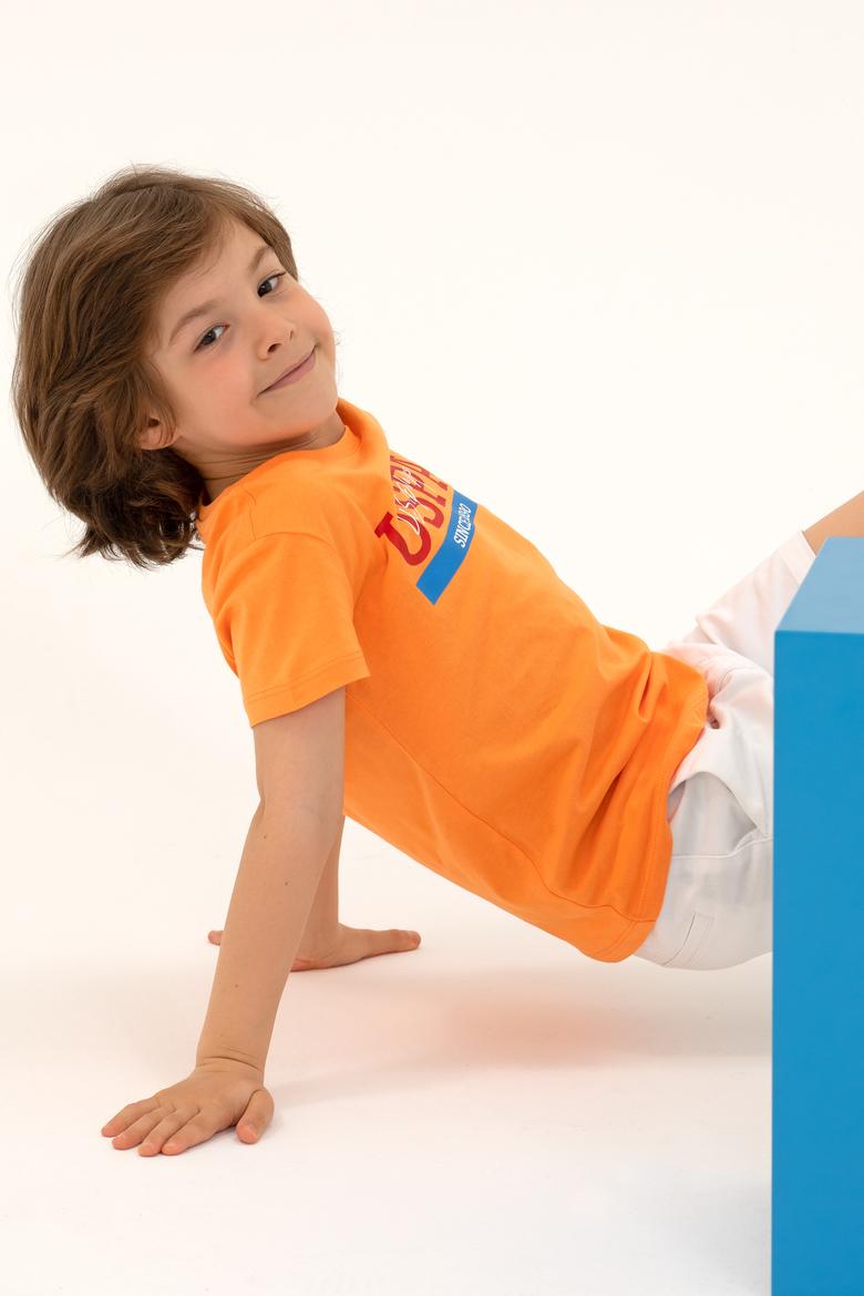 Çocuk Turuncu Bisiklet Yaka Tişört - 50265992044