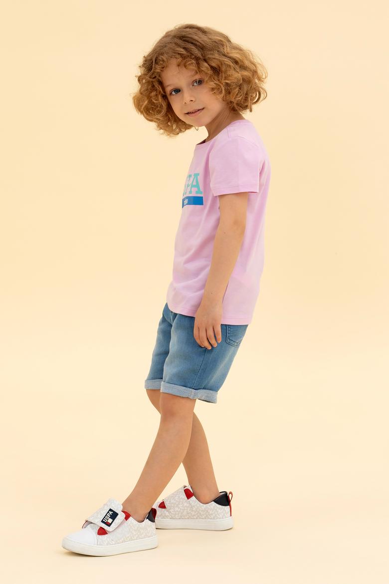 Çocuk Manolya Bisiklet Yaka Tişört