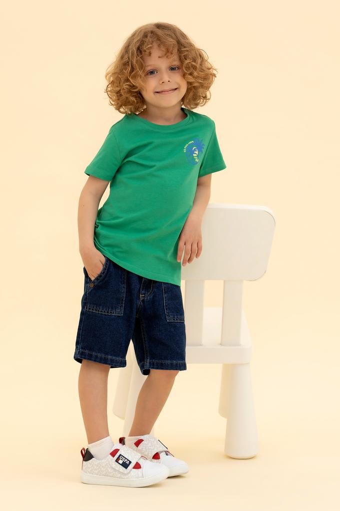 Çocuk Yeşil Bisiklet Yaka Tişört