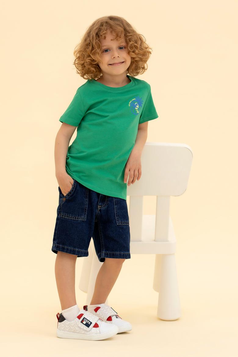 Çocuk Yeşil Bisiklet Yaka Tişört