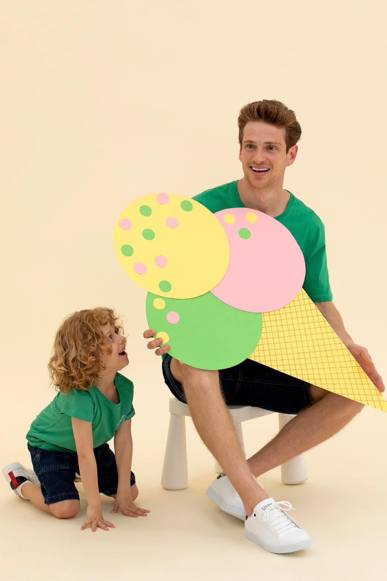 Çocuk Yeşil Bisiklet Yaka Tişört - 50266012024